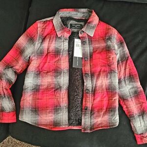 Plaid lined fleece Unisex size 6/7